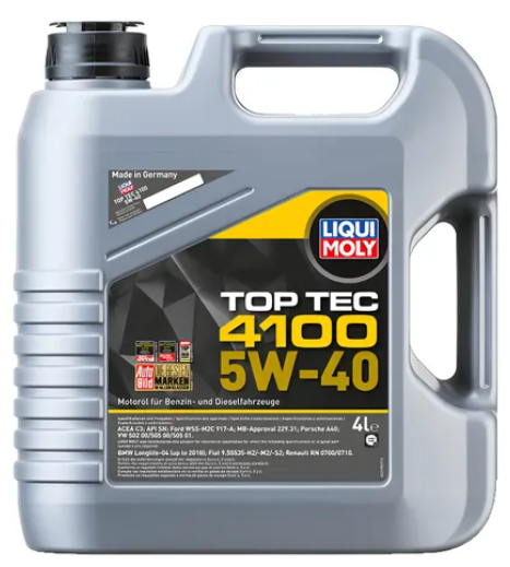 Envase de aceite LIQUI MOLY LIQUI MOLY TOP TEC 4100 5W40 TECNOLOGIA SINTETICA  - GL 4LT grado 5W40 - Lubricentro Piloto